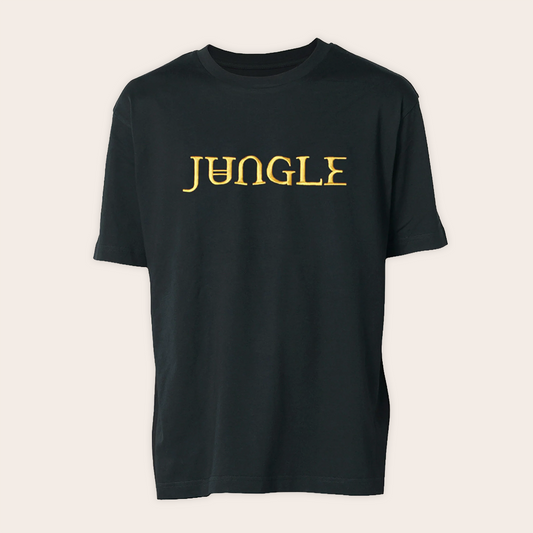 Black T-shirt with Gold Embroidered Jungle Logo