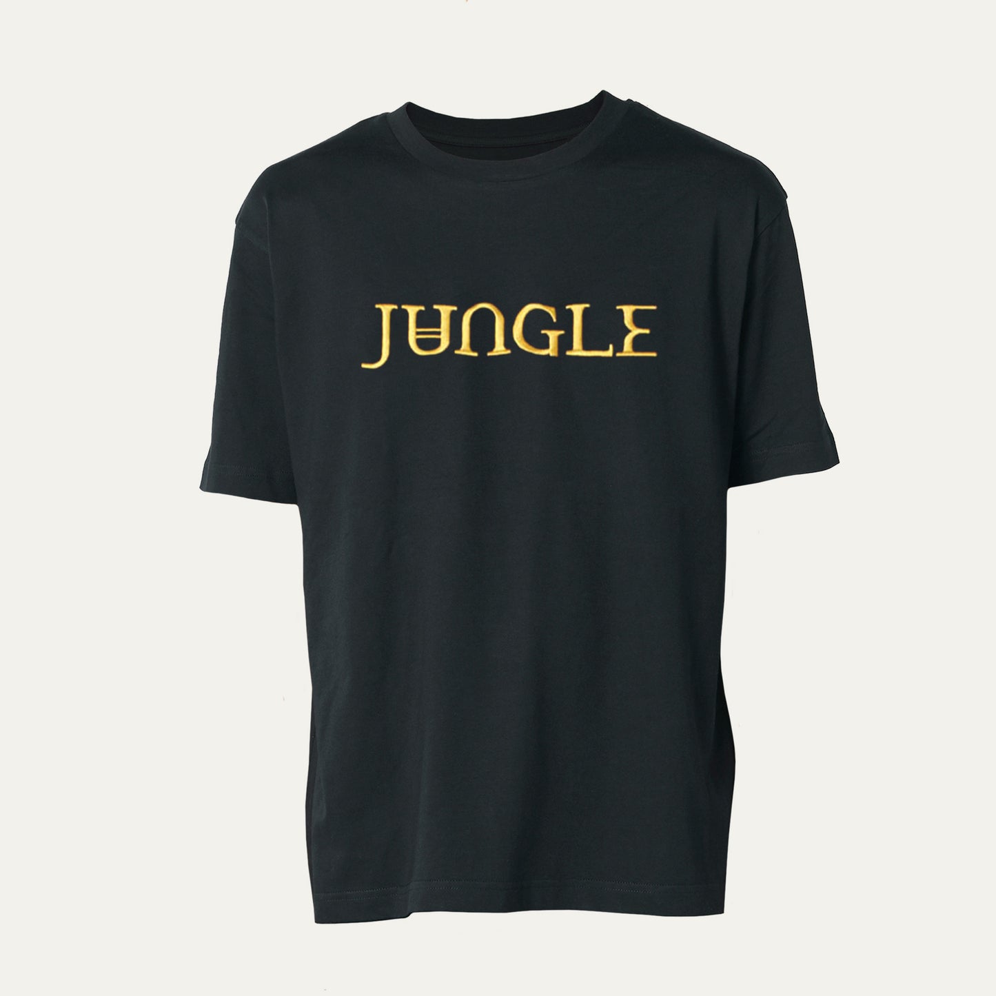 Black T-shirt with Gold Embroidered Jungle Logo